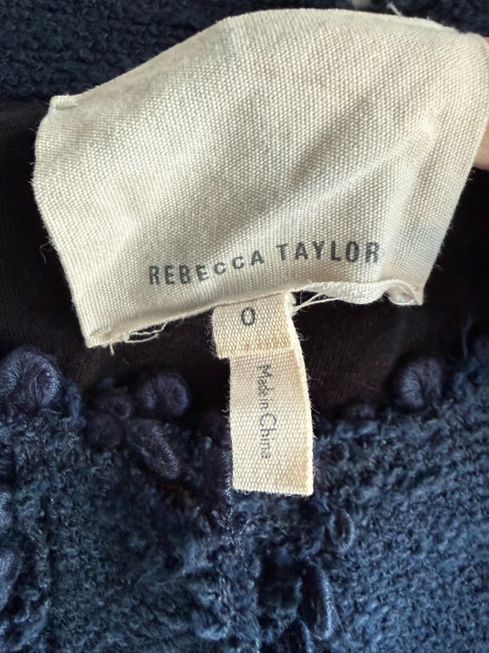 Rebecca Taylor Navy Jacket Size 0 Boucle with Fringe Trim - Picture 2 of 11